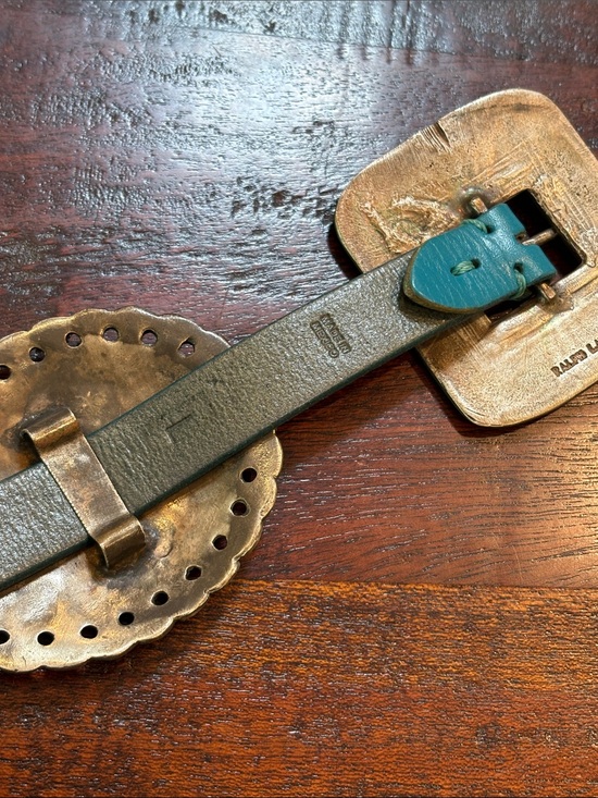 Vintage Polo Ralph Lauren Turquoise Western Leather Concho Belt display picture 1